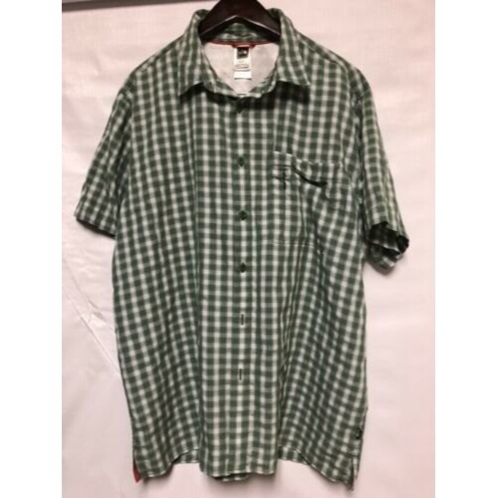 The North Face Mens Esken Plaid Green White Check Button Short Sleeve Shirt XL